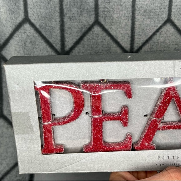 Pottery Barn Peace and Noel Sugar Coated Merlot Christmas Holiday Ornaments V - Picture 3 of 6